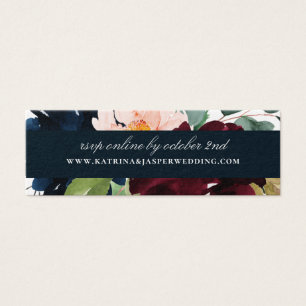 Cartes De Visite Elegant Burgundy Navy Floral Mariage Website RSVP