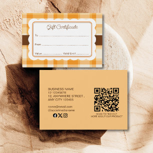 Cartes De Visite Élégant certificat cadeau à motif carreauté automn