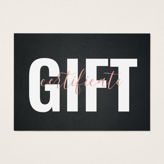 Cartes De Visite Élégant certificat cadeau d'affaires Black Pink (Devant)