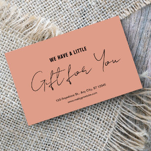 Cartes De Visite Élégant certificat cadeau manuscrit rose et noir