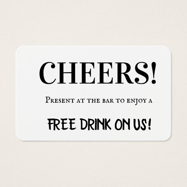 Cartes De Visite Elégant Cheer Corporate Editable Free Drink Bicket (Devant)