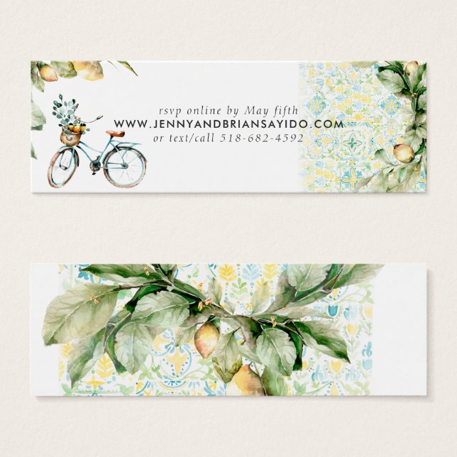 Cartes De Visite Élégant citron aquarelle | Site Mariage RSVP (Devant & derrière)