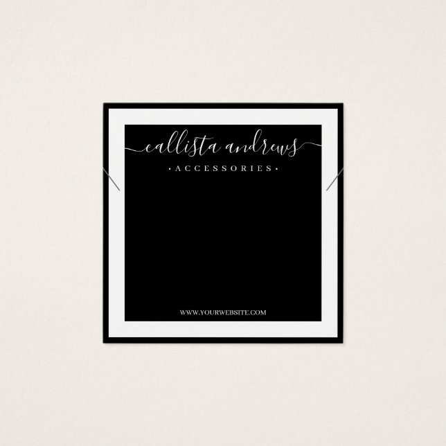 Cartes De Visite Élégant collier à bordure blanche Cursive (Devant)