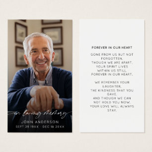 Cartes De Visite Élégant Dans L'Amour Script Photo Funéraire
