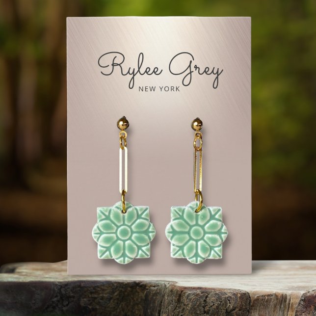 Cartes De Visite Élégant Écran D'Oreille Or Et Taupe (Créateur téléchargé)