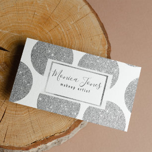 Cartes De Visite Élégant élégant parties scintillant argent glam po