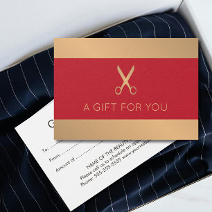 Cartes De Visite Elégant Faux Gold Red Beauty Salon