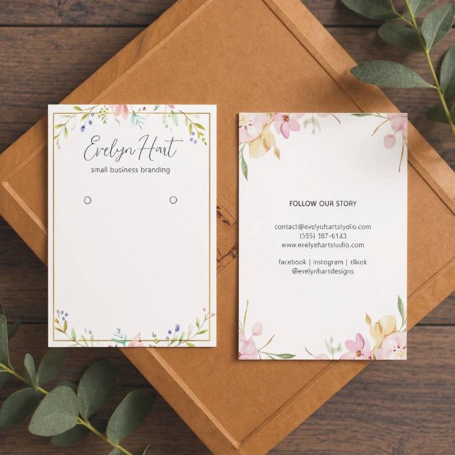 Cartes De Visite Élégant floral personnalisé Bijoux d'oreille (Chic Floral Earring Stand)