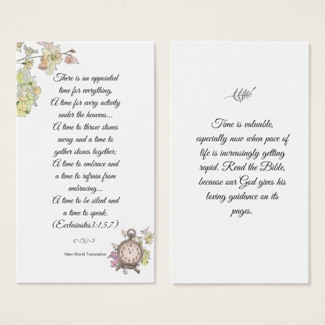 Cartes De Visite Élégant Floral Religieux Bible Sagesse Signet (Devant & derrière)