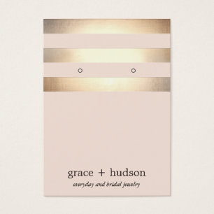 Cartes De Visite Élégant Gold Stripe Moderne Rose Écran d'oreille