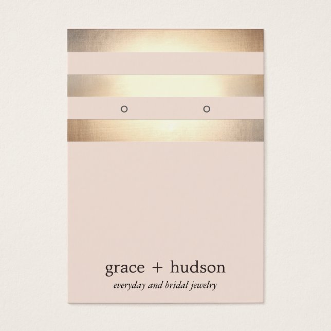 Cartes De Visite Élégant Gold Stripe Moderne Rose Écran d'oreille (Devant)
