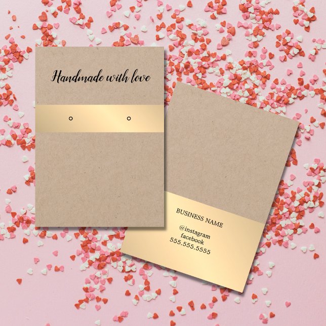 Cartes De Visite Elégant Kraft Golden Stripe Earring Card (Créateur téléchargé)