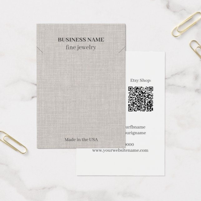 Cartes De Visite Élégant Linge QR Code Bijoux Collier d'affaires (Bureau)
