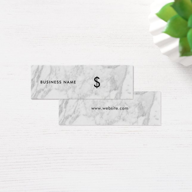 Cartes De Visite Élégant Marbre blanc gris Balise Prix simple (Bureau)