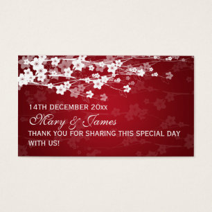 Cartes De Visite Elégant mariage Favor Tag Cherry Blossom Rouge