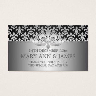 Cartes De Visite Elégant Mariage Favor Tag Fleur De Lis Noir