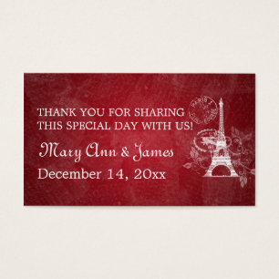 Cartes De Visite Elégant Mariage Favor Tag Romantique Paris Rouge