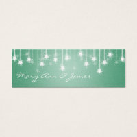 Elégant Mariage Favor Tag Shimmering Stars Mint