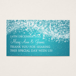 Cartes De Visite Elégant Mariage Favor Tag Sparkling Vague Bleu