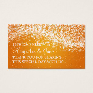 Cartes De Visite Elégant Mariage Favor Tag Sparkling Vague Orange