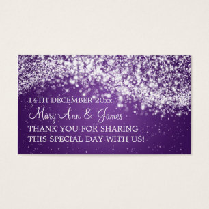 Cartes De Visite Elégant Mariage Favor Tag Sparkling Vague Violet