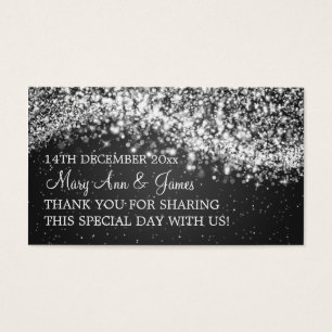 Cartes De Visite Elégant Mariage Favor Tag Sparkling Wave Black