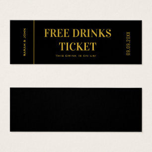 Cartes De Visite Élégant Mariage Gold Boire bon de billet