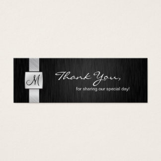 Cartes De Visite Élégant Merci Mariage noir et argent