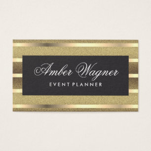 Cartes De Visite Elegant Metallic Gold Stripes Gold Background