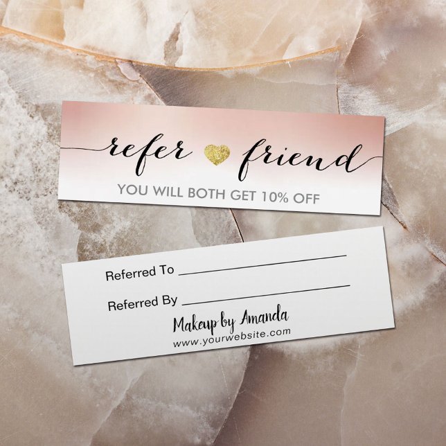 Cartes De Visite Élégant minimal Gold Heart Rose Gold aiguillage (Créateur téléchargé)