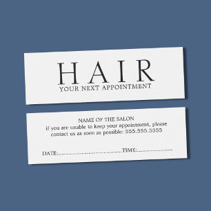 Cartes De Visite Elégant minimal Noir Blanc cheveux rendez-vous