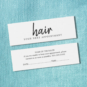 Cartes De Visite Elégant minimal Noir Blanc cheveux rendez-vous