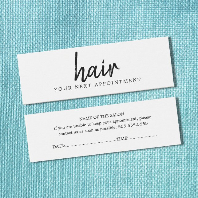 Cartes De Visite Elégant minimal Noir Blanc cheveux rendez-vous (Créateur téléchargé)