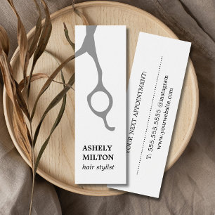 Cartes De Visite Élégant minimaliste Ciseaux gris Liste de cheveux
