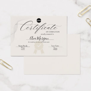 Cartes De Visite Élégant Modèle de certificat d'achèvement