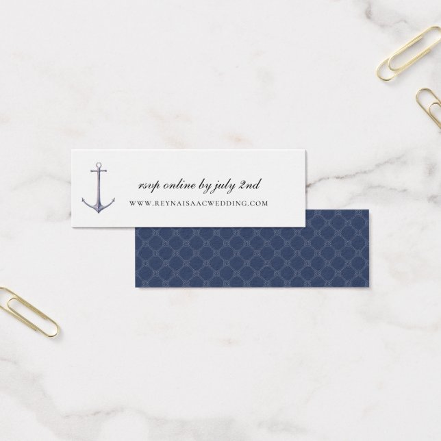 Cartes De Visite Elegant Nautical Anchor Wedding Website RSVP (Bureau)