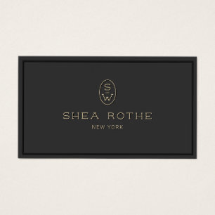 Cartes De Visite Élégant Noir Professionnel Monogramme 3D Typograph