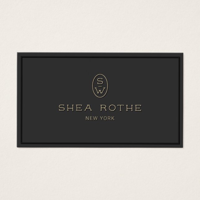 Cartes De Visite Élégant Noir Professionnel Monogramme 3D Typograph (Devant)