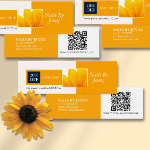 Cartes De Visite Elégant Orange Blanc Floral Nails Moderne Rabais