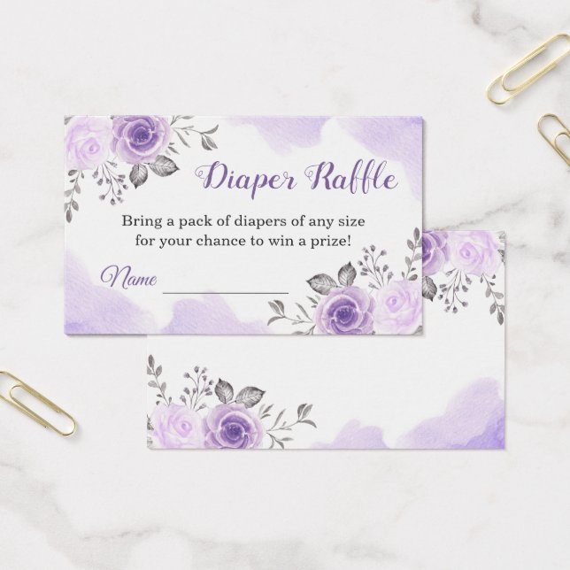 Cartes De Visite Élégant Pastel Purple Floral Diaper Billets Raffle (Bureau)