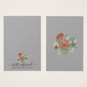 Cartes De Visite Elégant Poppy Floral Elevant Collier Kraft