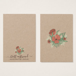 Cartes De Visite Elégant Poppy Floral Elevant Collier Kraft