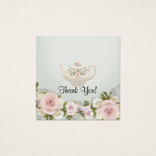 Cartes De Visite Élégant Pot Floral Thé Sage Rose Roses Tags Cadeau