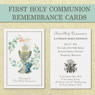 Cartes De Visite Élégant Premier Saint Souvenir de la Première Comm