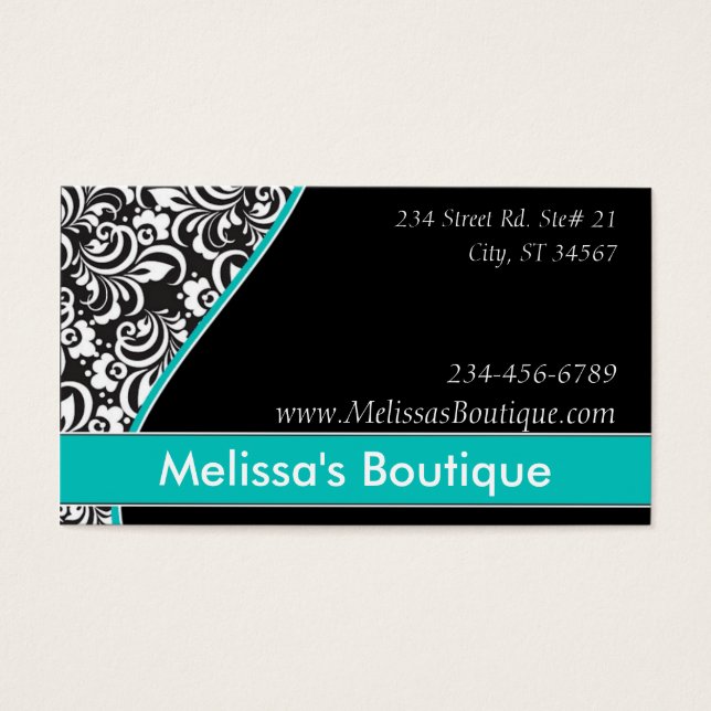 Cartes De Visite Élégant Prix Monogram turquoise tag (Devant)