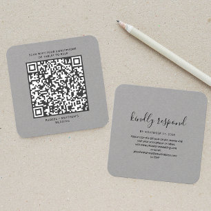 Cartes De Visite Élégant QR Code RSVP Mariage Website