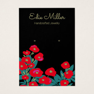 Cartes De Visite Elegant Red Floral Script Earring Jewelry