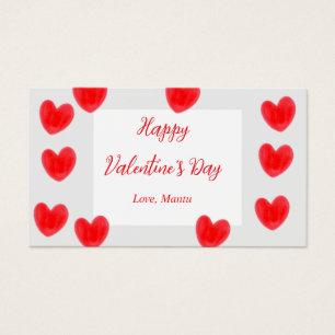 Cartes De Visite Élégant Red Heart Valentine's Day Gift Tag