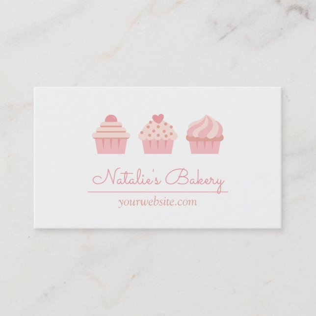Cartes de visite Elegant Retro Trio Cupcakes (Devant)