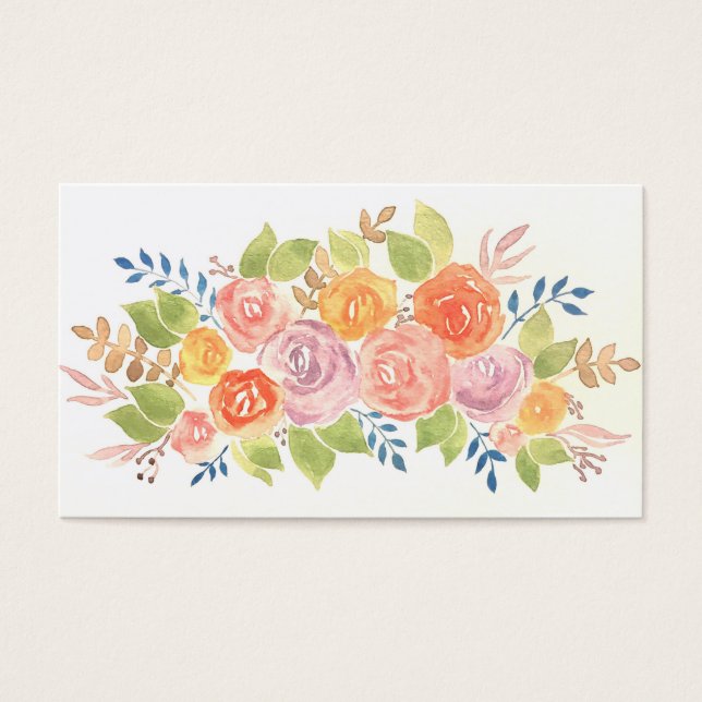 Cartes De Visite Elégant Rose Floral Motif Modèle Aquarelle (Devant)